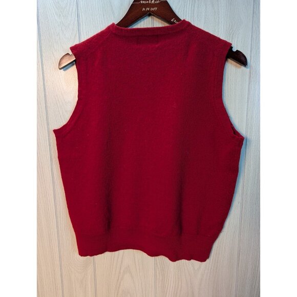 Pendleton Men's Size Large 100% Red Merino Wool Sleeveless Sweater Vest V Neck - Picture 3 of 5